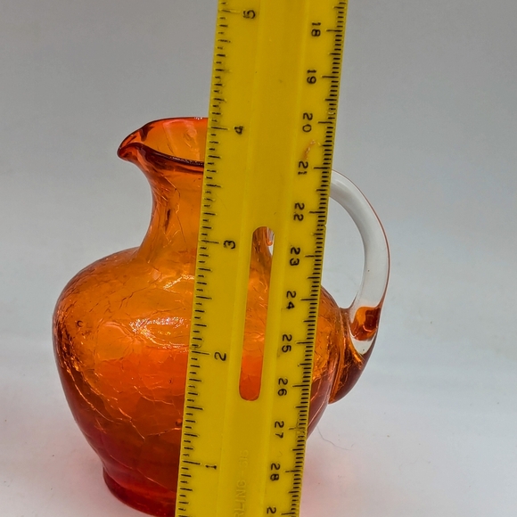 Two Hand Blown Crackle Glass Creamers/Small Pitcher vintage - Picture 3 of 9